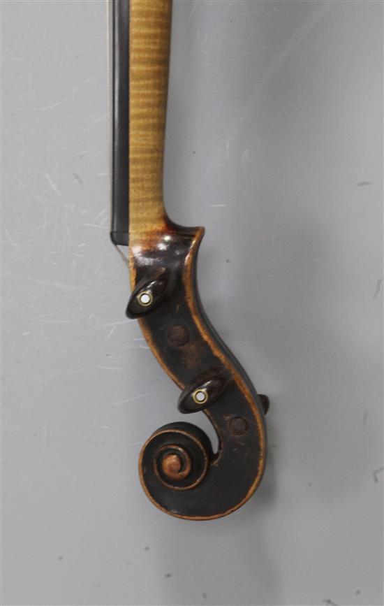 A violin by Sebastian Dalinger, Vienna 1805, back 14.5in. overall length 23in.